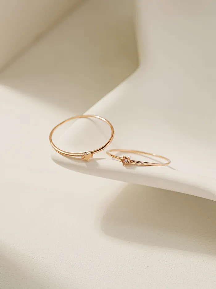 14K 18K Minimi Star Layered Ring MinimalBijoux Rings
