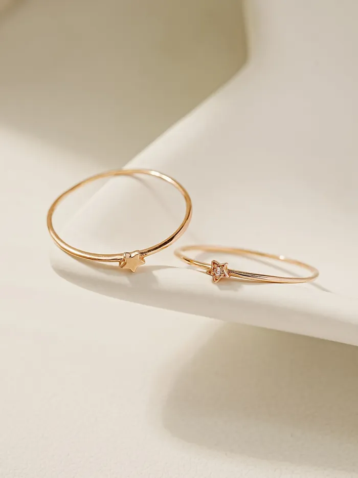 14K 18K Minimi Star Layered Ring MinimalBijoux Rings