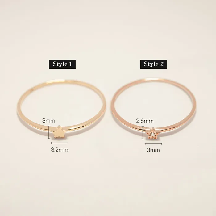 14K 18K Minimi Star Layered Ring MinimalBijoux Rings