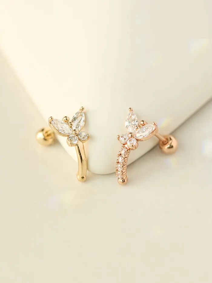 14K Gold Butterfly Half Ring Cartilage Earring 20G18G16G MinimalBijoux Rings 14K Gold Butterfly Half Ring Cartilage Earring 20G18G16G MinimalBijoux Rings