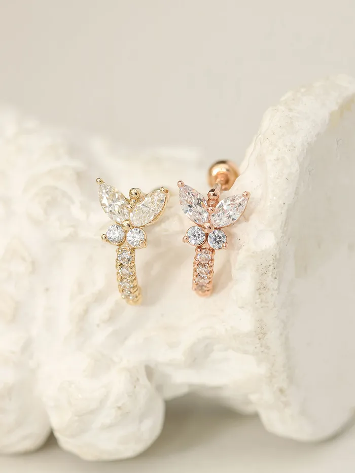 14K Gold Butterfly Half Ring Cartilage Earring 20G18G16G MinimalBijoux Rings