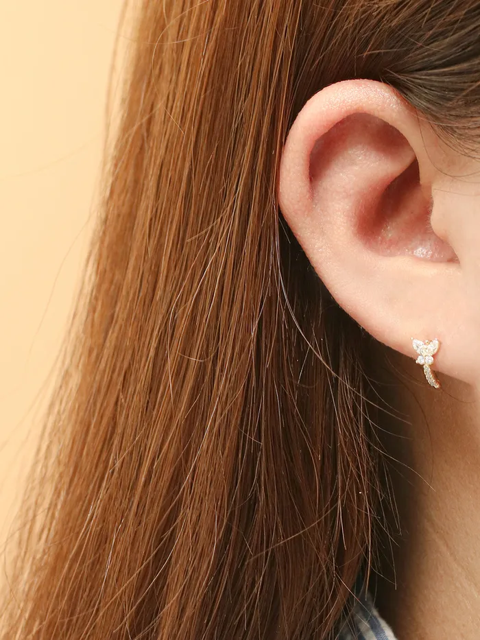 14K Gold Butterfly Half Ring Cartilage Earring 20G18G16G MinimalBijoux Rings