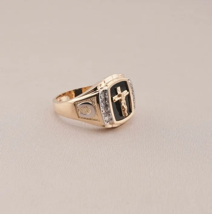 14K Gold Cross Mens Ring RG1527 AB and J Rings 14K Gold Cross Mens Ring RG1527 AB and J Rings
