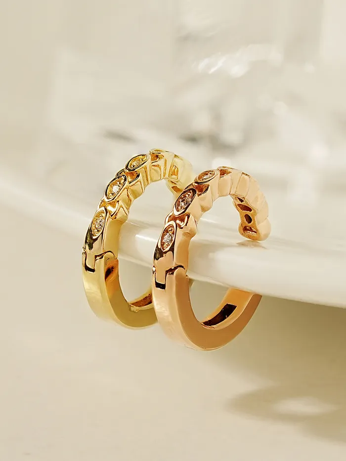 14K Gold Cubic Twist Ear cuff MinimalBijoux Earrings