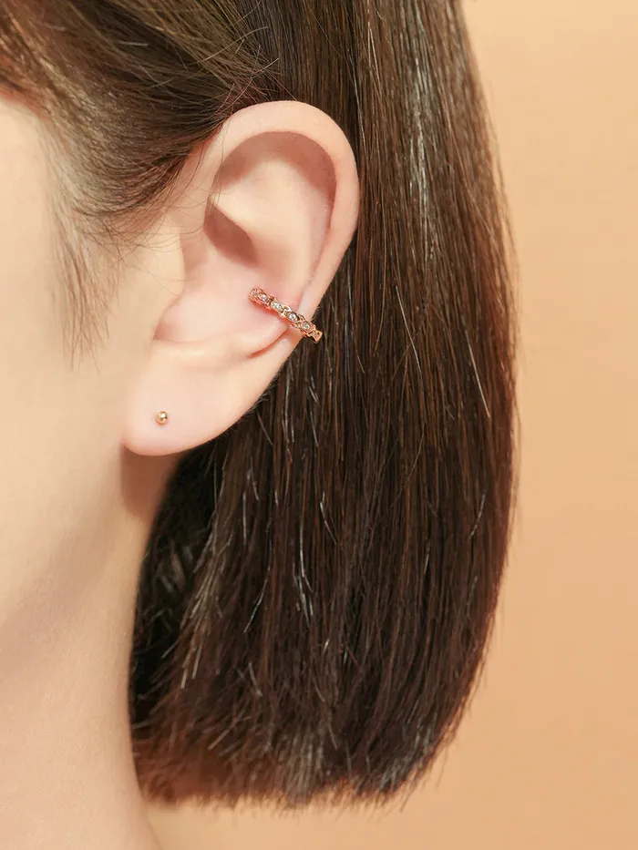 14K Gold Cubic Twist Ear cuff MinimalBijoux Earrings