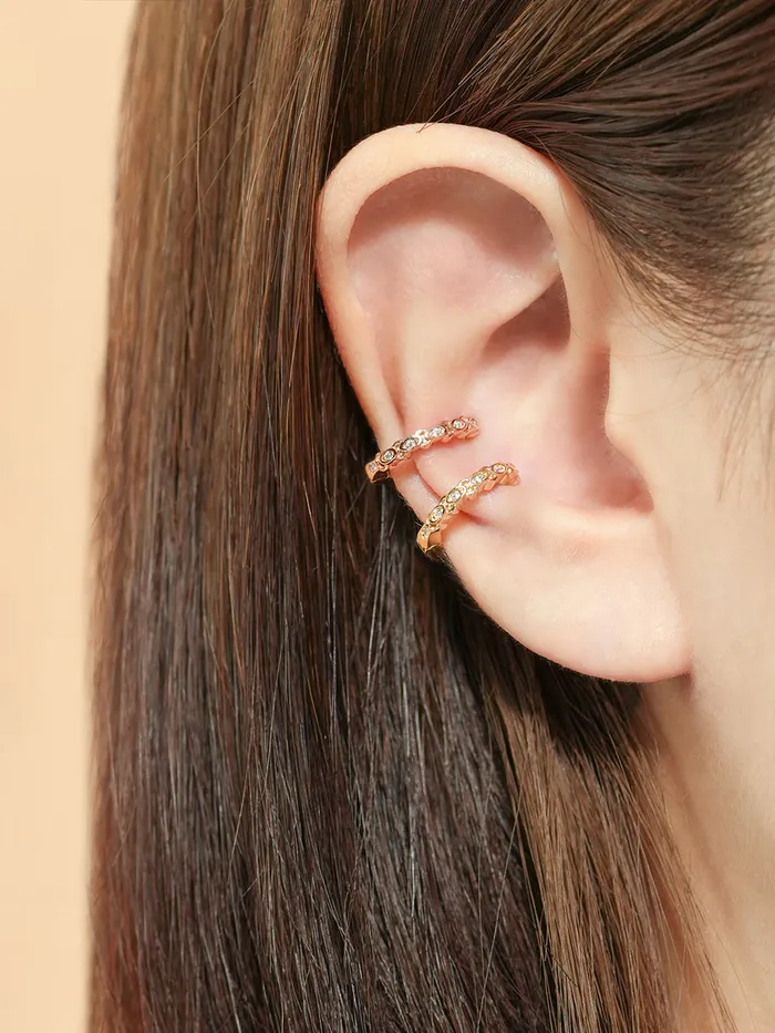 14K Gold Cubic Twist Ear cuff MinimalBijoux Earrings