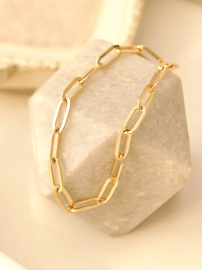 14K Gold Daily Clip Hollow Chain Bracelet M MinimalBijoux Bracelets