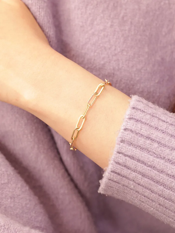 14K Gold Daily Clip Hollow Chain Bracelet M MinimalBijoux Bracelets