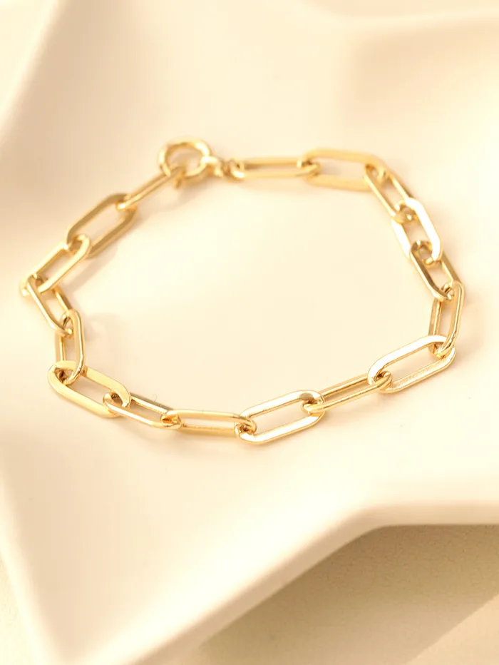 14K Gold Daily Clip Hollow Chain Bracelet M MinimalBijoux Bracelets