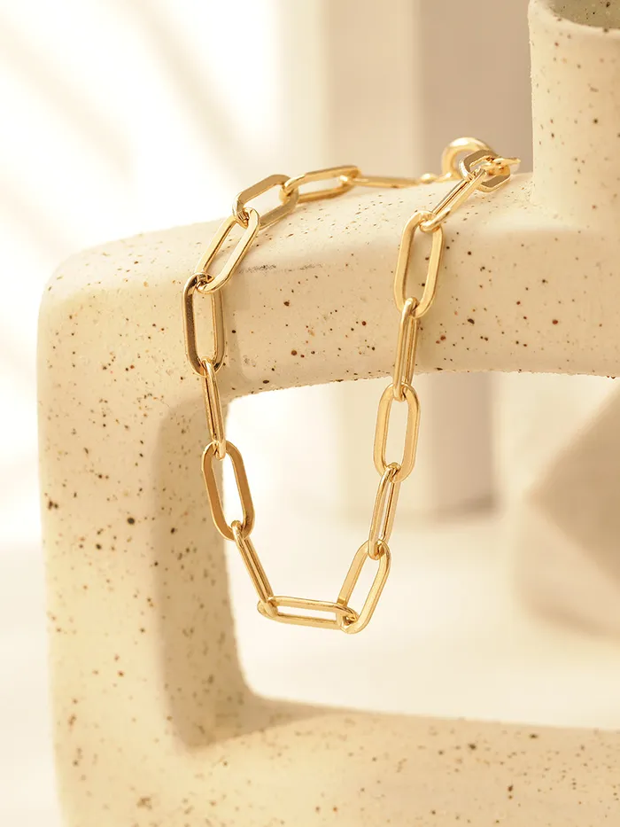 14K Gold Daily Clip Hollow Chain Bracelet M MinimalBijoux Bracelets