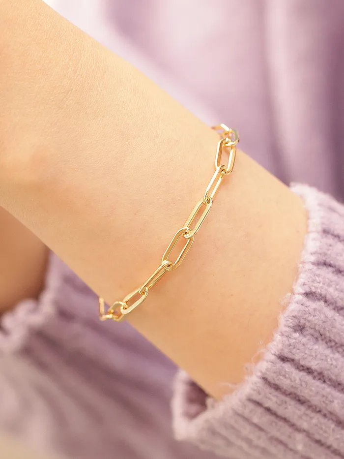14K Gold Daily Clip Hollow Chain Bracelet M MinimalBijoux Bracelets