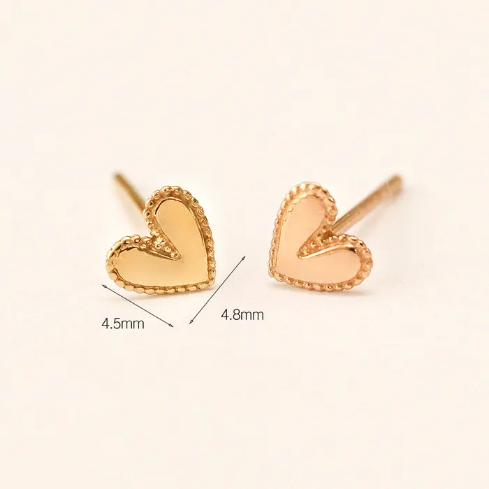 14K Gold Glossy Heart Stud Earring MinimalBijoux Earrings