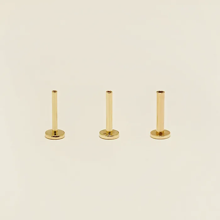 14K Gold Moissanite Aurora Internally Threaded Labret Piercing 18G16G MinimalBijoux PreStyled Sets