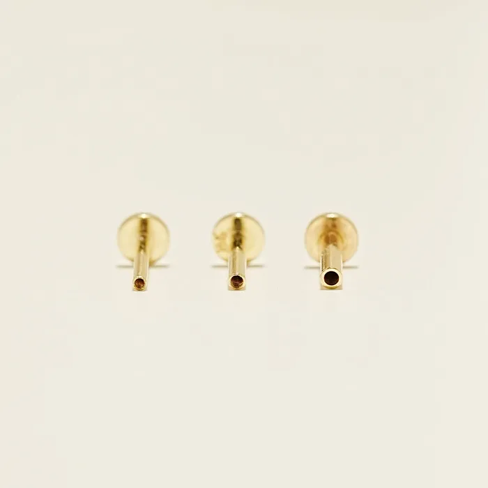 14K Gold Moissanite Aurora Internally Threaded Labret Piercing 18G16G MinimalBijoux PreStyled Sets