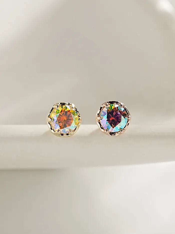 14K Gold Moissanite Aurora Internally Threaded Labret Piercing 18G16G MinimalBijoux PreStyled Sets