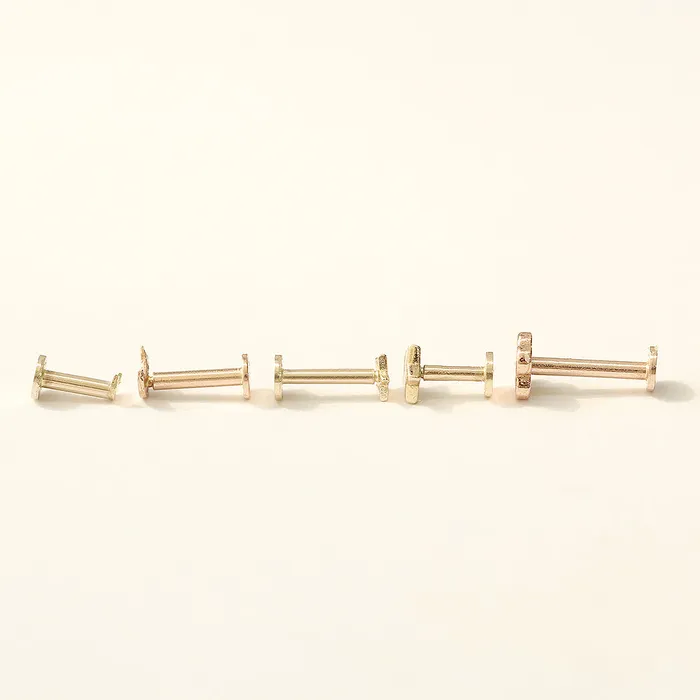 14K Gold MoonStarClover Internally Threaded Labret Piercing 18G16G MinimalBijoux Earrings