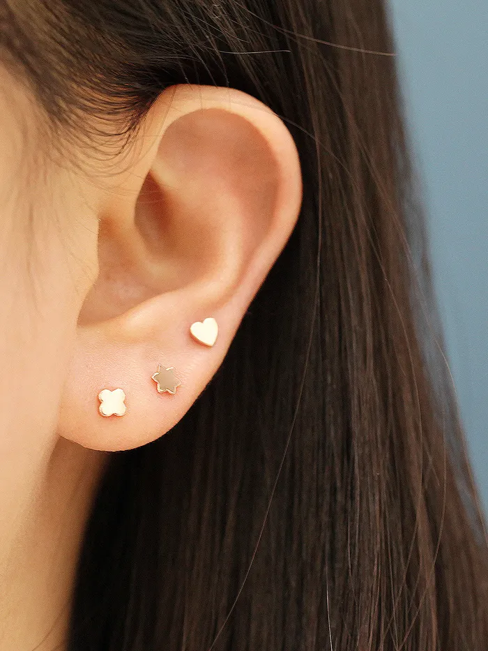 14K Gold Plain Star Heart Clover cartilage earring 20g MinimalBijoux Earrings