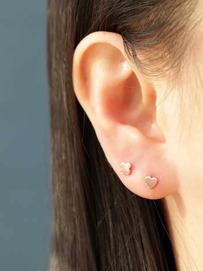 14K Gold Plain Star Heart Clover cartilage earring 20g MinimalBijoux Earrings