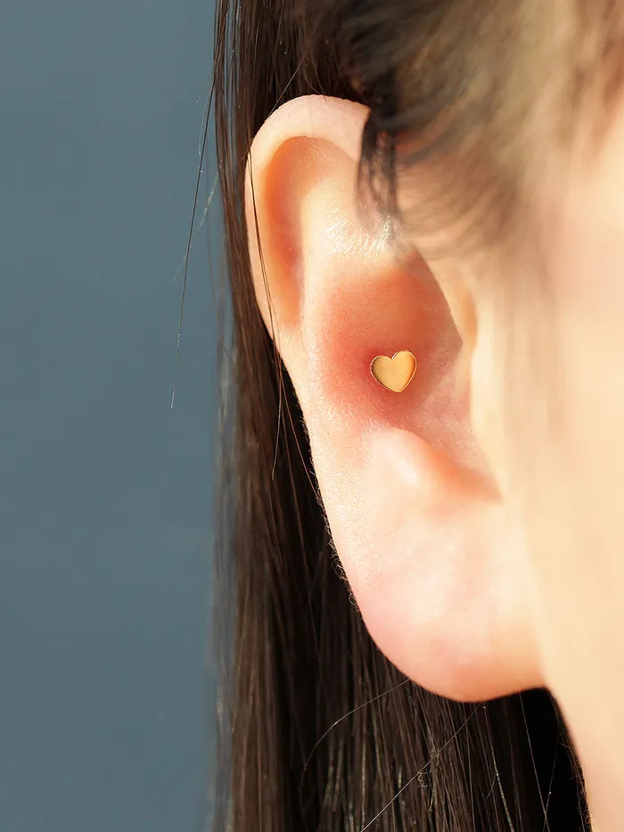 14K Gold Plain Star Heart Clover cartilage earring 20g MinimalBijoux Earrings