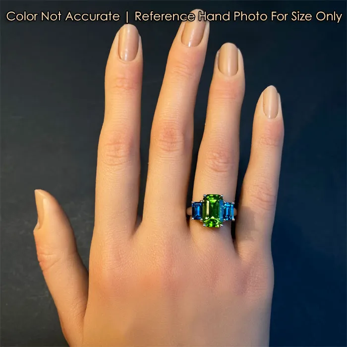 14K White Gold 485 Carat Peridot Ring With Blue Zircon Accents vendorunknown Rings