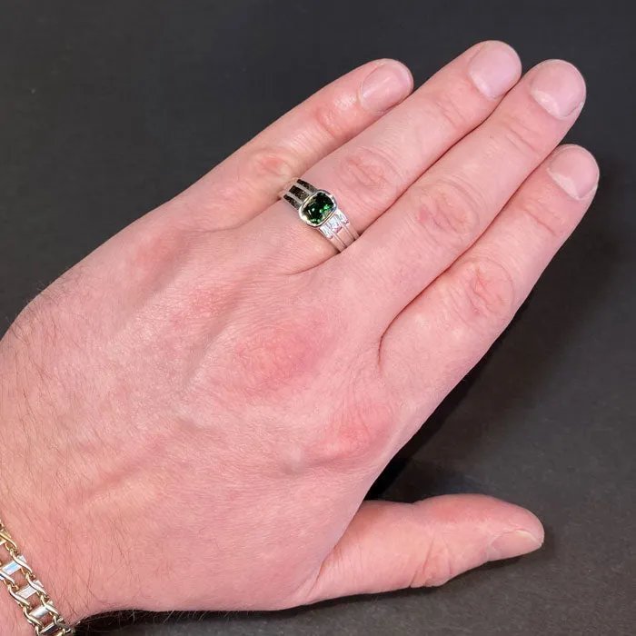 14K White Gold Chrome Tourmaline Gents Ring 119 Carats vendorunknown Rings