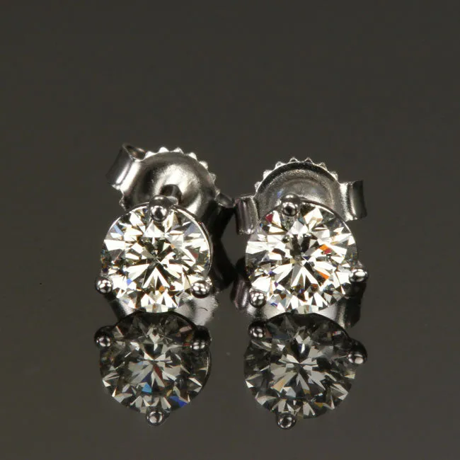 14K White Gold Diamond Stud Earrings 84 Carats Moriartys Gem Art Earrings
