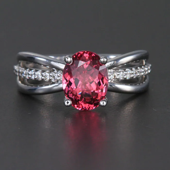 14K White Gold Mahenge Malaya Garnet and Diamond Ring 285 Carats Moriartys Gem Art Rings 14K White Gold Mahenge Malaya Garnet and Diamond Ring 285 Carats Moriartys Gem Art Rings