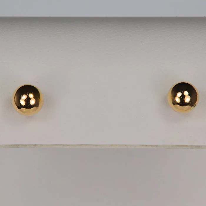 14K Yellow Gold Ball Stud Earrings Moriartys Gem Art Earrings