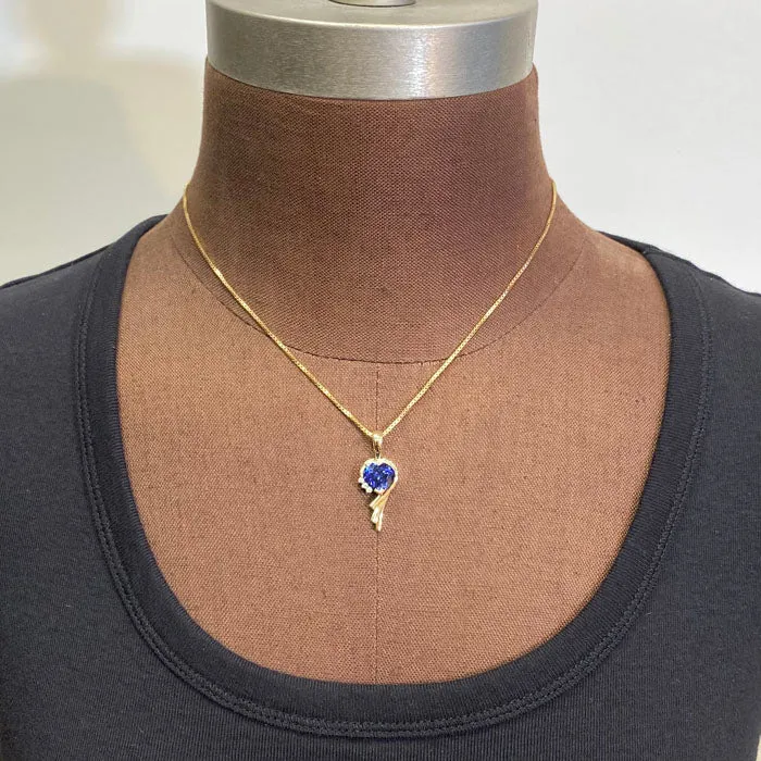 14K Yellow Gold Custom Tanzanite Heart Pendant and Earrings Set Moriartys Gem Art Earrings