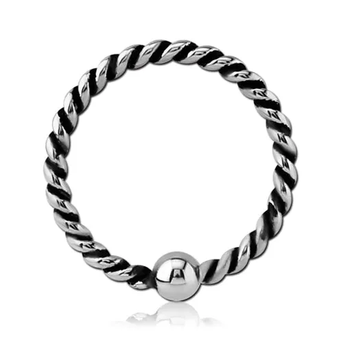 18g Braided Stainless Fixed Bead Ring Tulsa Body Jewelry Rings