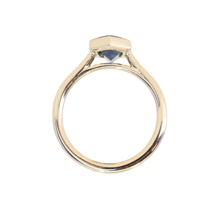205ct Untreated Madagascar Sapphire Elongated Shield Contemporary Bezel Set Ring in 14k Yellow Gold Discovery Gems Rings