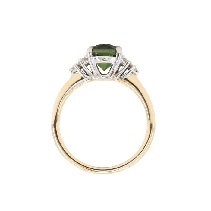 220ct Oval Australian Deep Teal Sapphire Two Tone Diamond Cluster Ring in 14k White and Yellow Gold Anueva Jewelry Rings