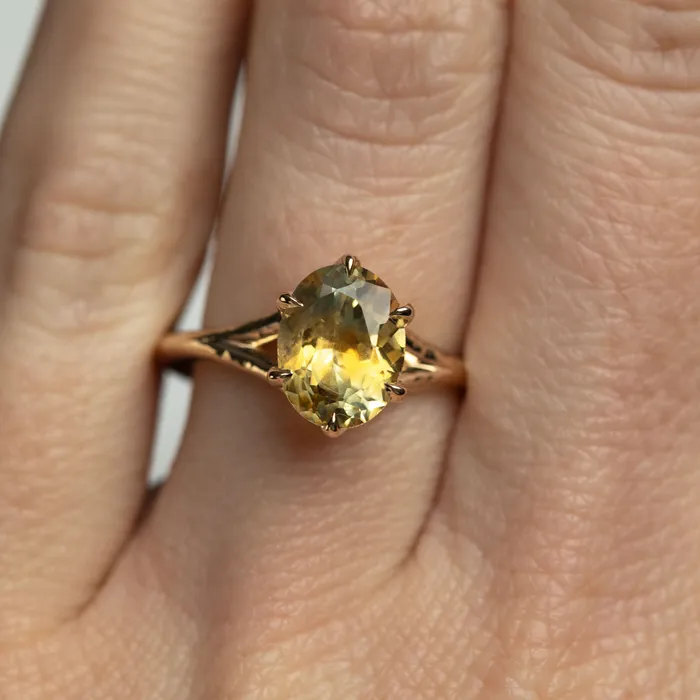 245ct Multicolor Sunrise Oval Montana Sapphire Six Prong Split Shank Ring in 14k Yellow Gold Anueva Jewelry Rings