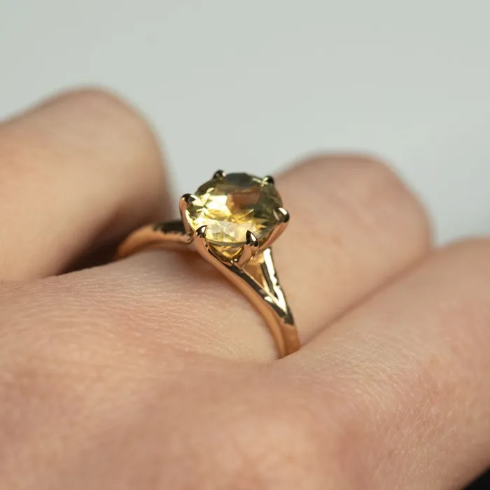245ct Multicolor Sunrise Oval Montana Sapphire Six Prong Split Shank Ring in 14k Yellow Gold Anueva Jewelry Rings