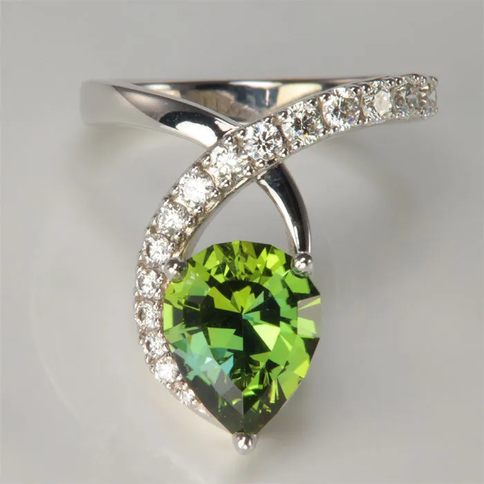 391ct Fancy Green Tanzanite and Diamond Ring in 14k White Gold Moriartys Gem Art Rings 391ct Fancy Green Tanzanite and Diamond Ring in 14k White Gold Moriartys Gem Art Rings