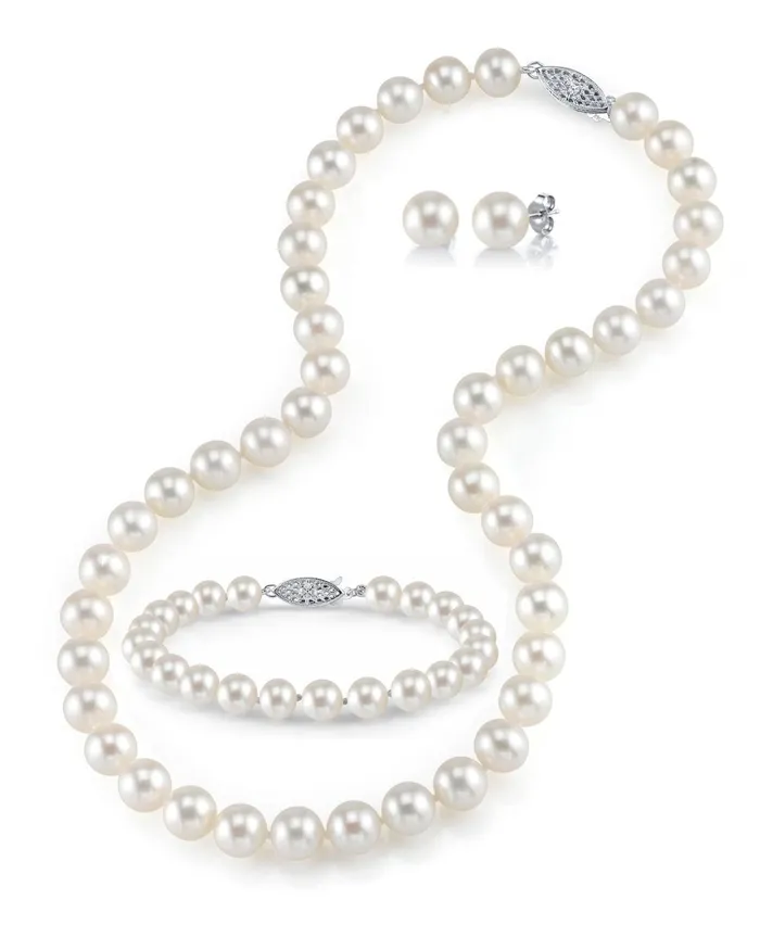 8595mm Freshwater Pearl Necklace Bracelet Earrings SPT Bracelets