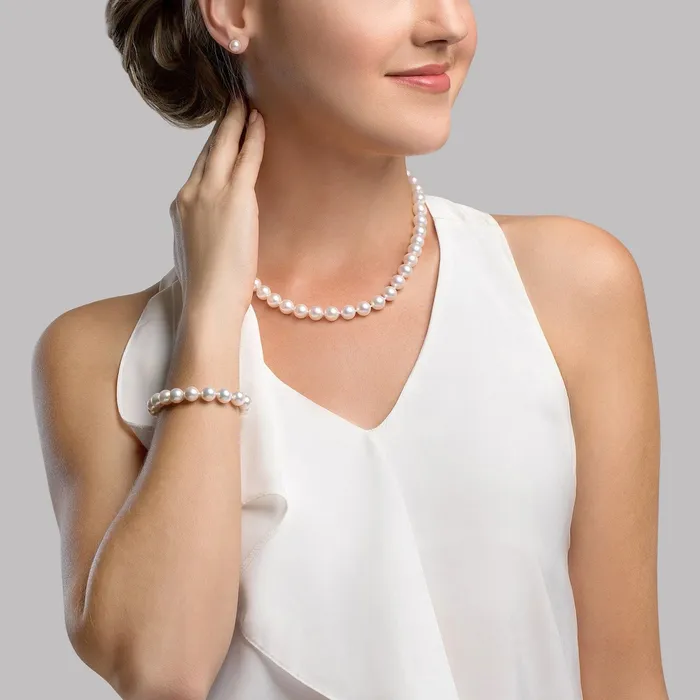 8595mm Freshwater Pearl Necklace Bracelet Earrings SPT Bracelets