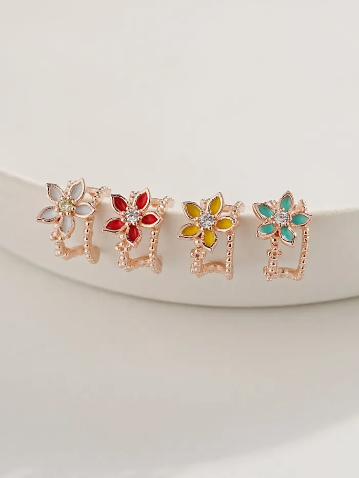 925 Silver Color Basic Flower Cartilage Earring 20G MinimalBijoux Earrings