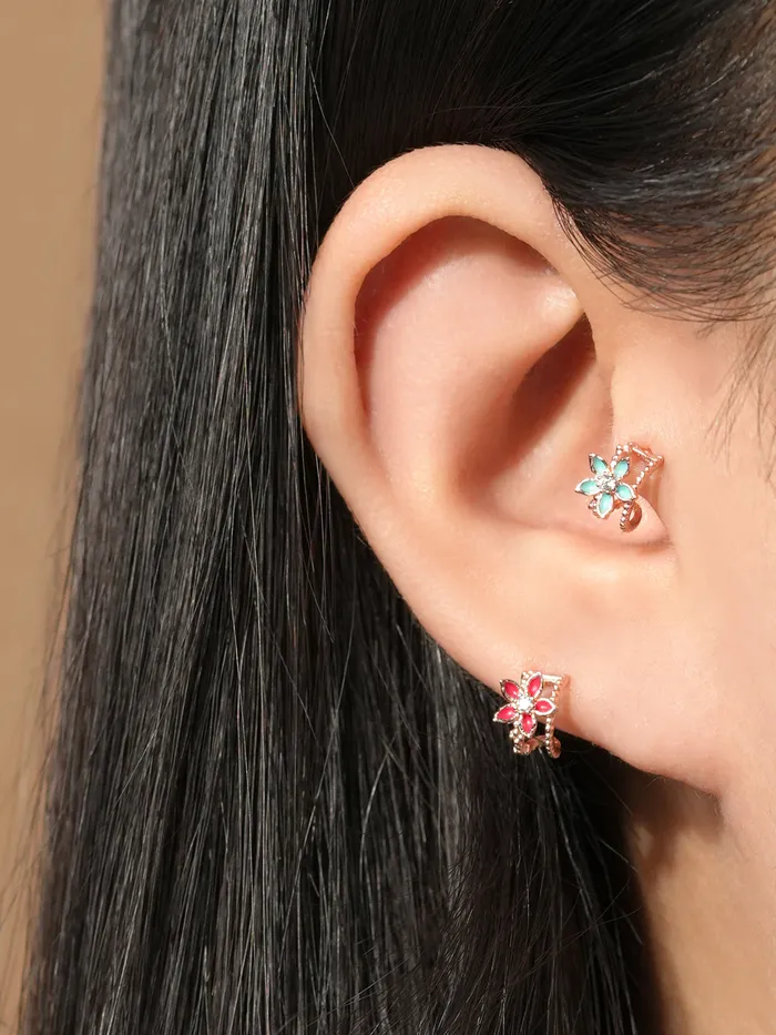 925 Silver Color Basic Flower Cartilage Earring 20G MinimalBijoux Earrings