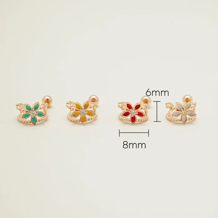 925 Silver Color Basic Flower Cartilage Earring 20G MinimalBijoux Earrings