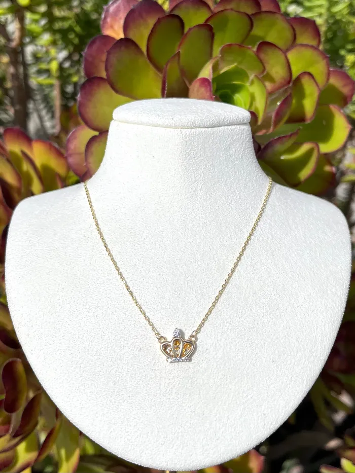 AB and J 14K Gold Womens Crown Necklace Necklaces