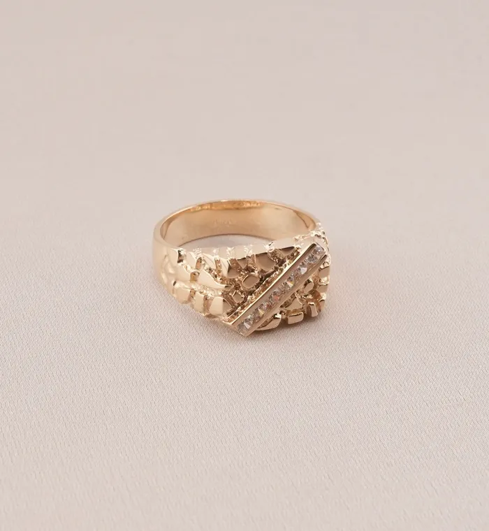 AB and J Rings 14K Gold Nugget Mens Ring RG1677 AB and J Rings 14K Gold Nugget Mens Ring RG1677