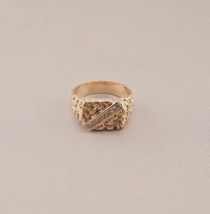 AB and J Rings 14K Gold Nugget Mens Ring RG1677 AB and J Rings 14K Gold Nugget Mens Ring RG1677
