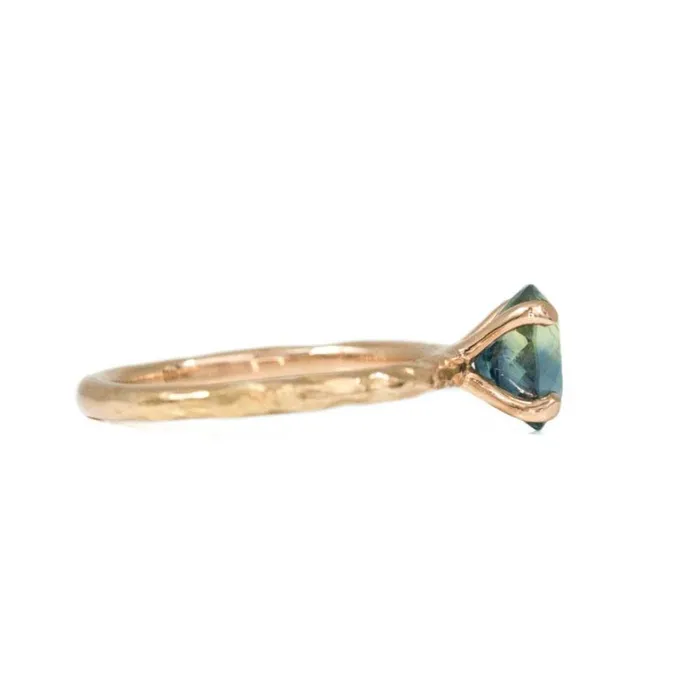 Anueva Jewelry 181ct Blue Oval Ceylon Sapphire Ring in 14k Rose Gold Evergreen Solitaire Rings