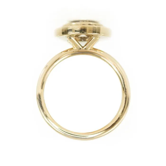 Anueva Jewelry Earrings 145ct Antique Old European Cut Diamond in 14k Yellow Gold Bezel Set Halo