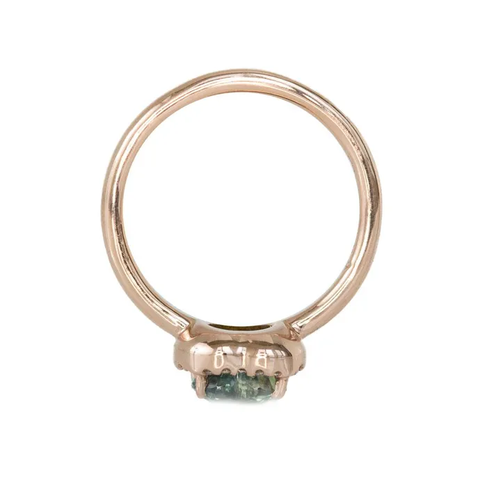 Anueva Jewelry Necklaces 166ct Teal Heart Sapphire in Rose Gold Low Profile Diamond Halo by Anueva Jewelry