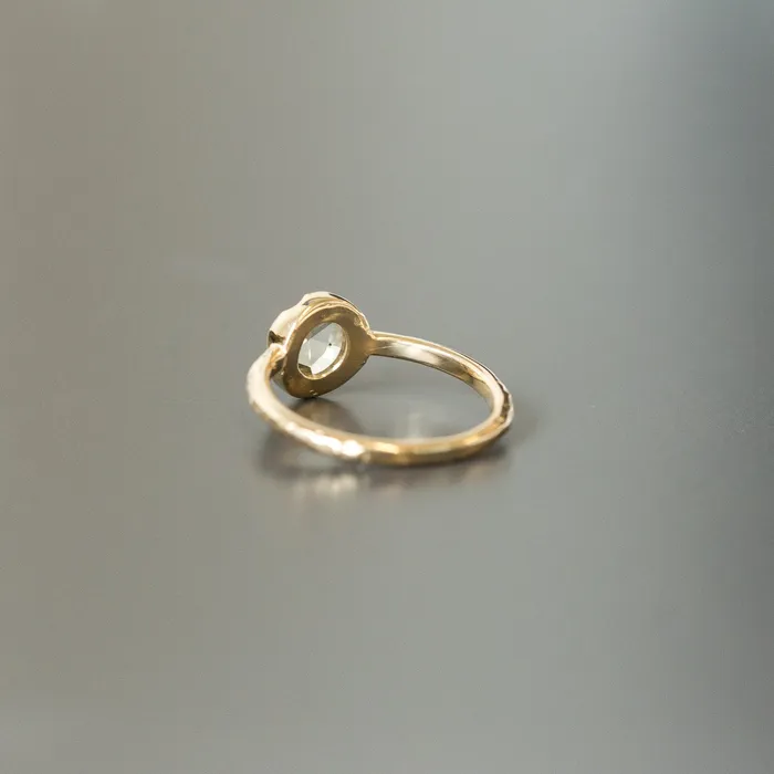 Anueva Jewelry Rings 090ct Rosecut Diamond 6Prong Low Profile Ring with Evergreen Textured Band in Yellow Gold