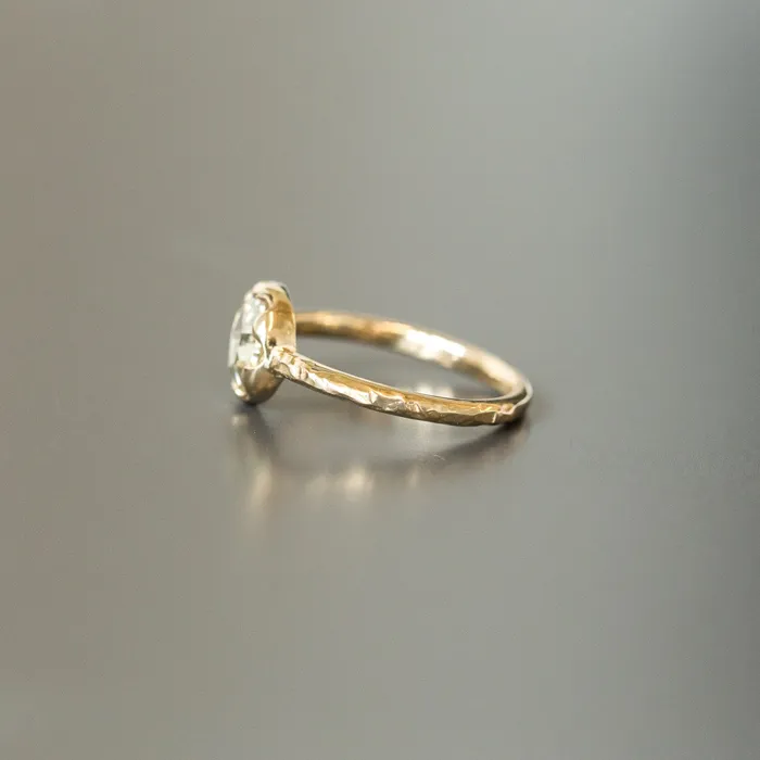 Anueva Jewelry Rings 090ct Rosecut Diamond 6Prong Low Profile Ring with Evergreen Textured Band in Yellow Gold