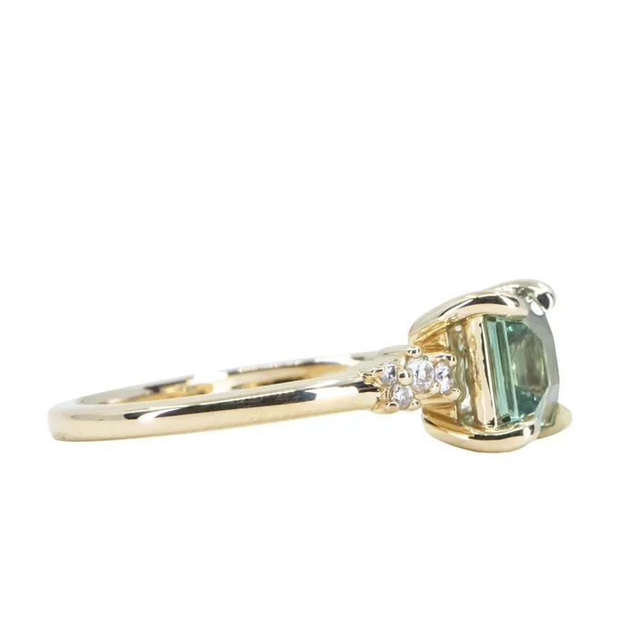 Anueva Jewelry Rings 152ct Princess Cut Montana Sapphire and Diamond Starry Night Low Profile Solitaire in 14k Yellow Gold