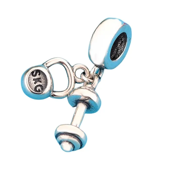 Barbell Beauties Bracelets Authentic 925 Sterling silver braceletnecklace Dumbbell5kg Kettlebell charm